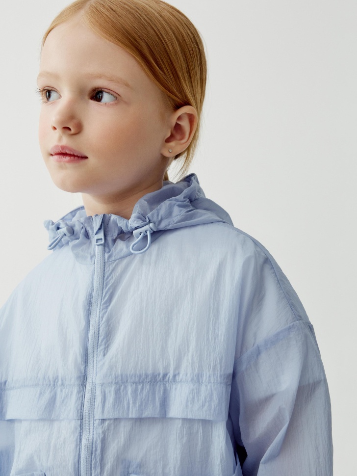 ветровка из полупрозрачного нейлона для девочек из нейлона спереди