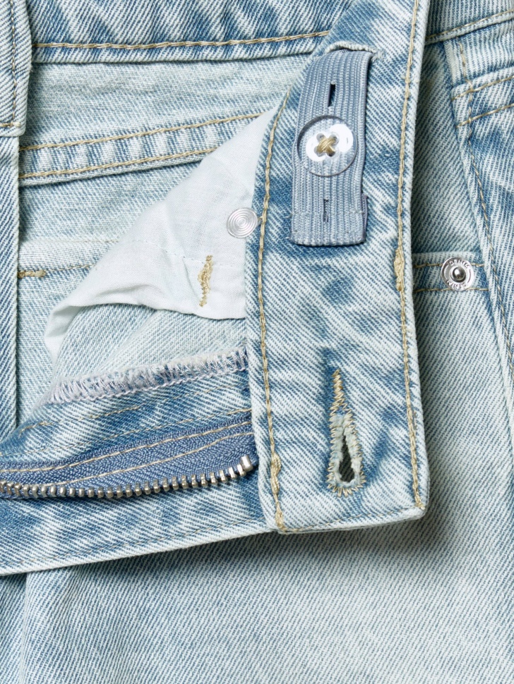 широкие джинсы для девочек из хлопка спереди