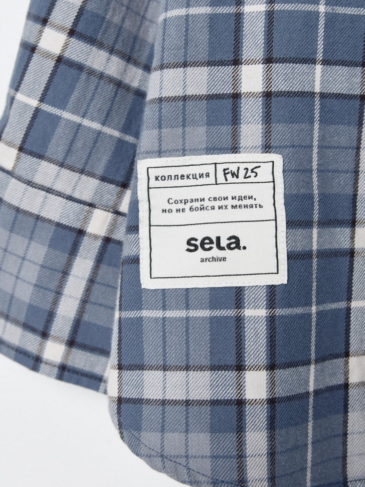 Рубашка в клетку для девочек из коллекции SELA ARCHIVE. Фото №9