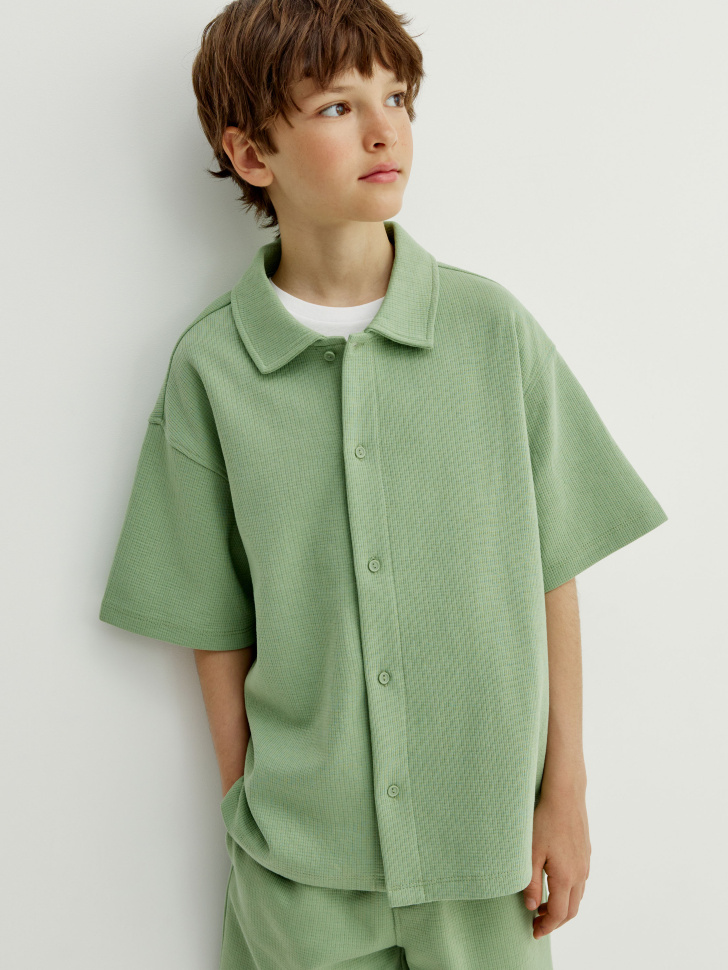 Рубашка оверсайз с коротким рукавом Sela, зеленый, арт. 52684