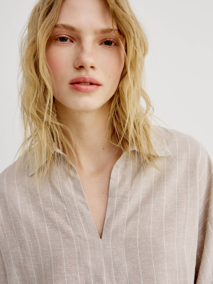 блуза оверсайз в полоску из смесового льна по цене 3799 руб вид справа
