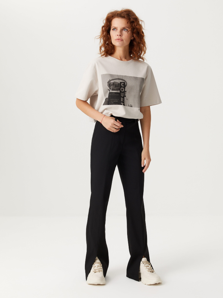 

Брюки клеш с разрезами, Черный