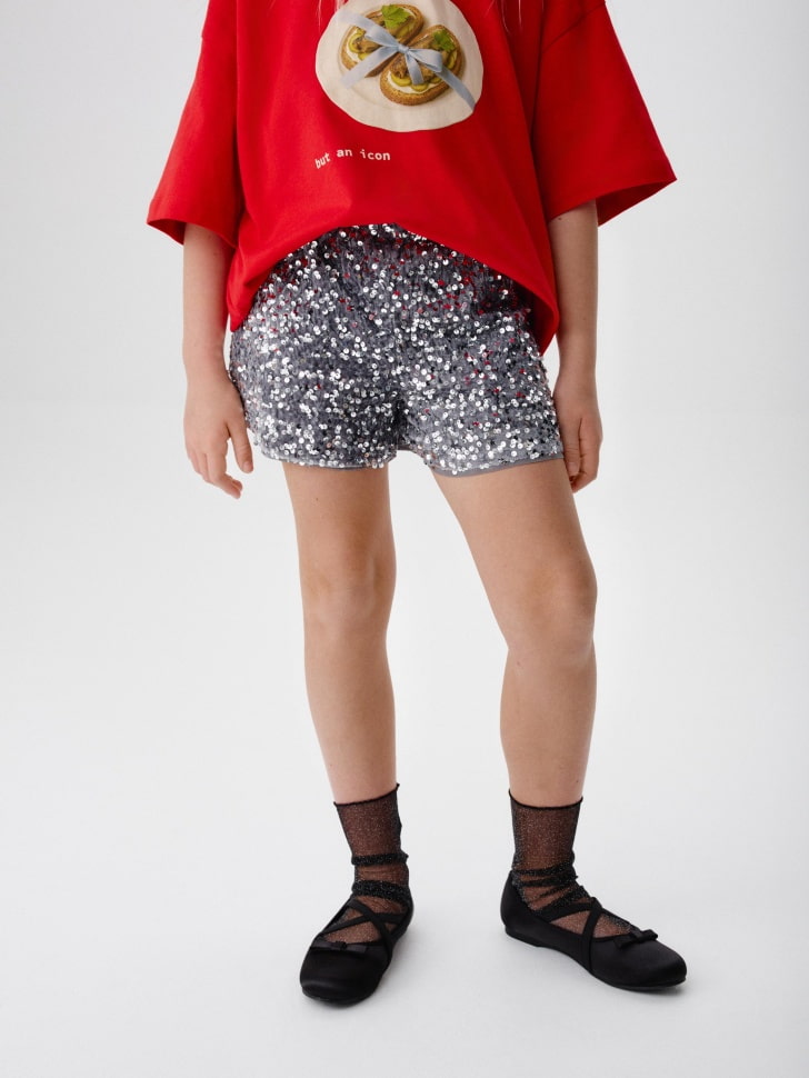 шорты с пайетками для девочек 4610517039729 по акции