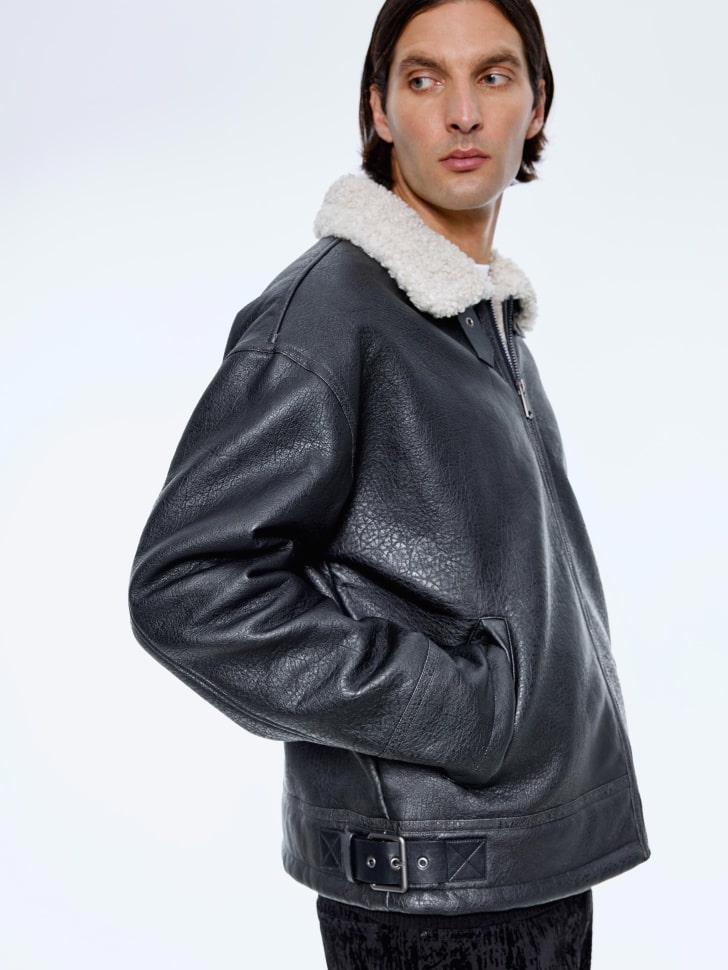 дубленка из искусственной кожи и меха 4680798748177 со скидкой