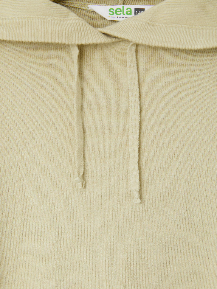 Вязаное худи для девочек (зеленый, 140/ 10-11 YEARS) от Sela