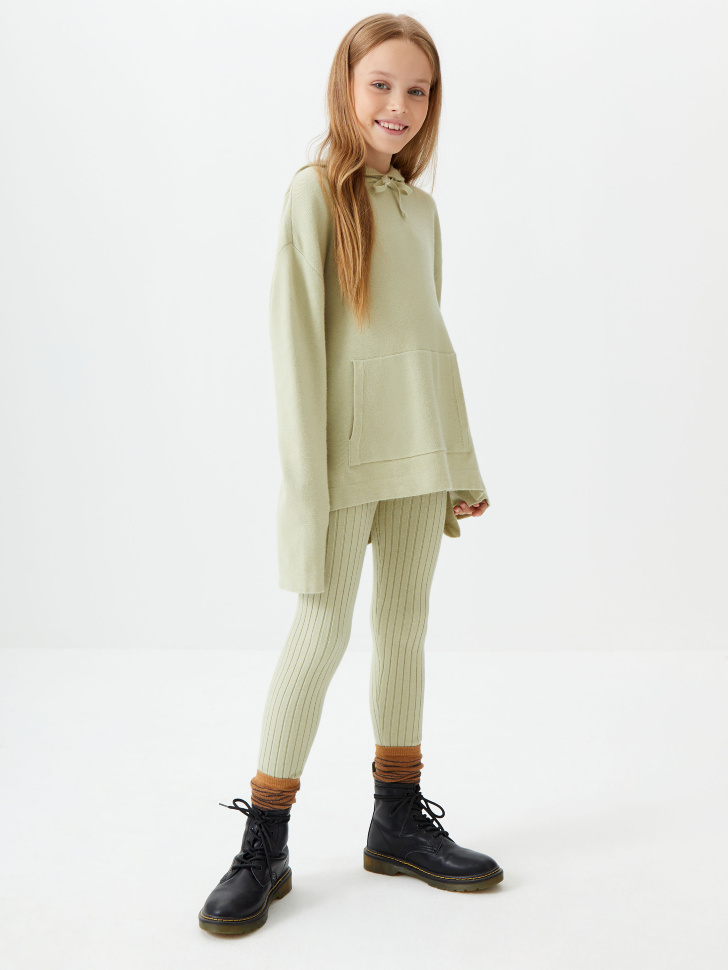 Вязаное худи для девочек (зеленый, 146/ 11-12 YEARS) от Sela