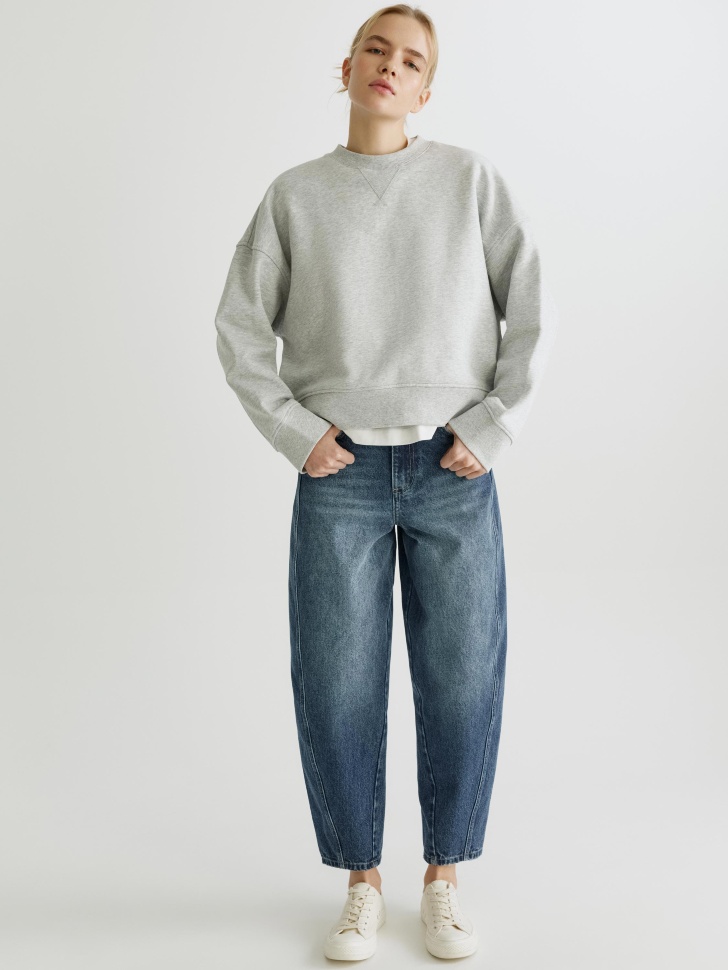 Женские укороченные джинсы SELA Banana Slouchy, синий, арт. 34435