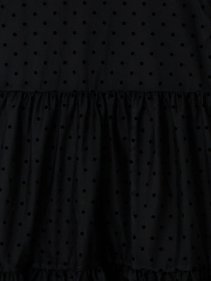 Ярусное платье в горошек для девочек (черный, 140/ 10-11 YEARS) от Sela
