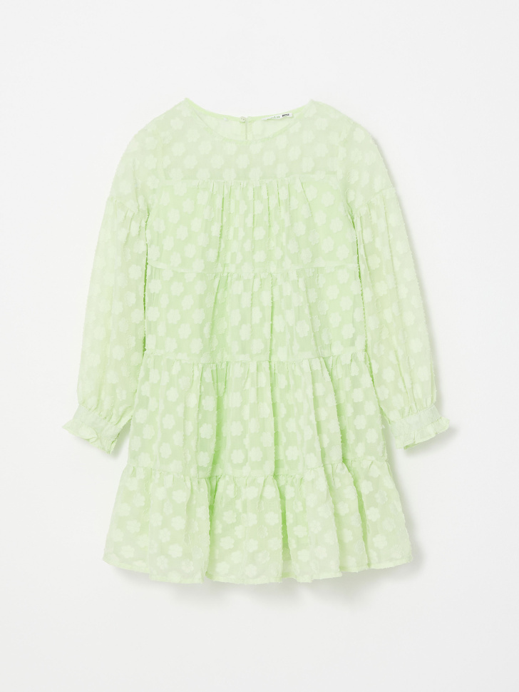 Ярусное платье из шифона для девочек (зеленый, 128/ 8-9 YEARS) от Sela