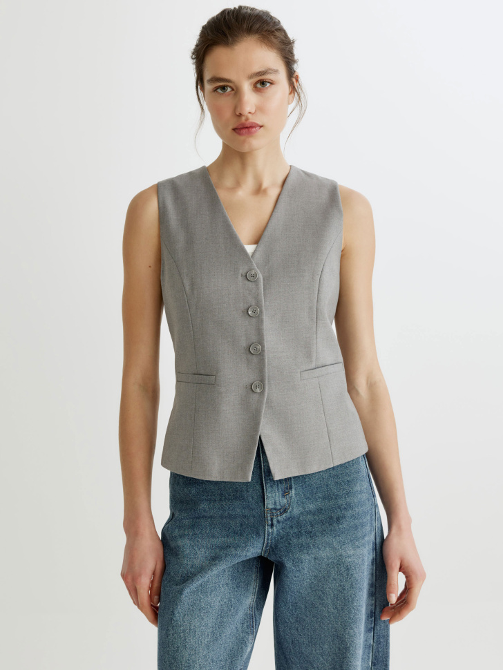 жилет из костюмной ткани из россии вид сбоку