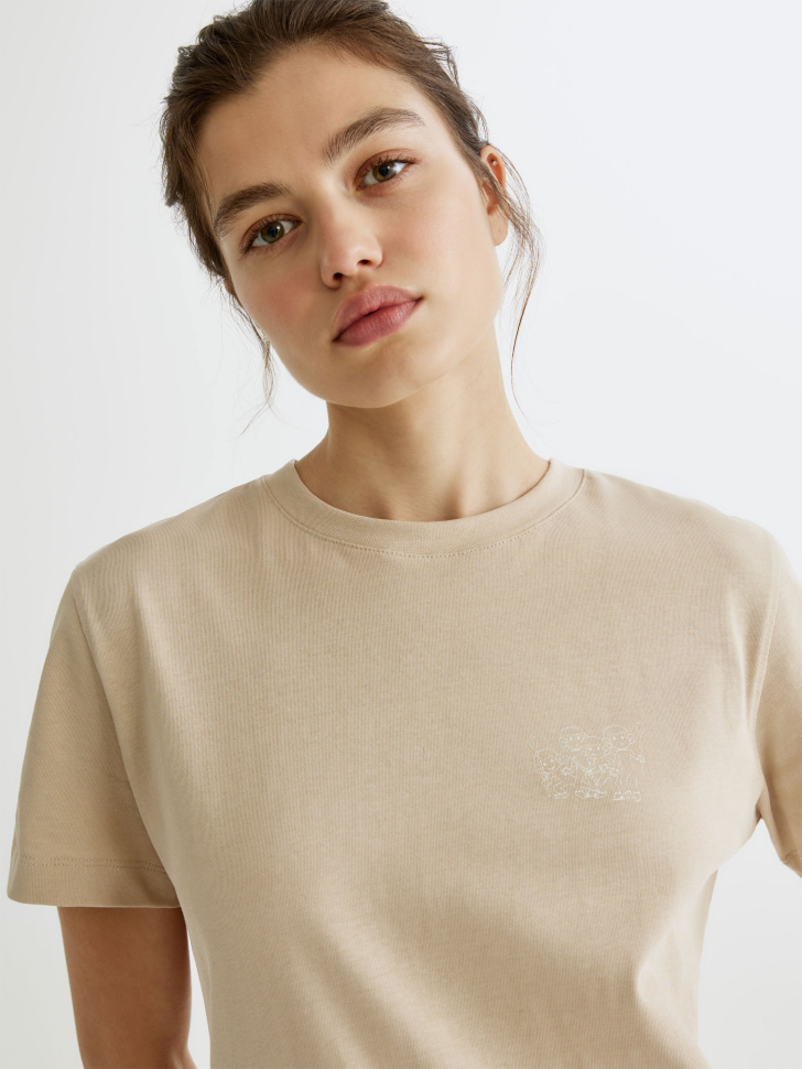 футболка с принтом и вышивкой  x союзмультфильм от бренда sela вид слева