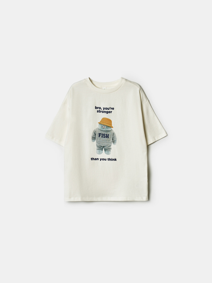 Футболка оверсайз Sela с принтом, бежевый, арт. 41444