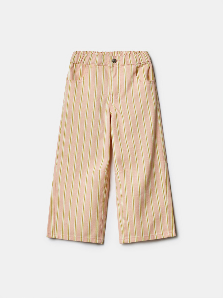 Джинсы SELA О-силуэта в полоску для девочек, розовый, арт. 42962