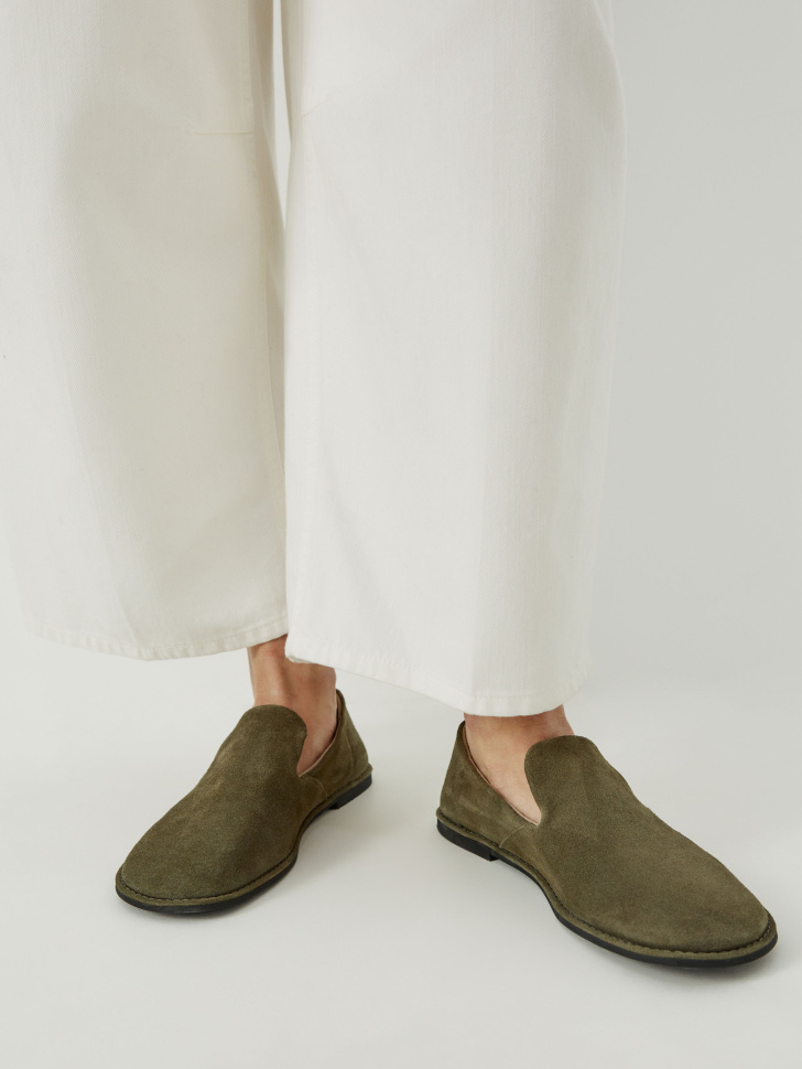 Лоферы SELA из натуральной замши, хаки, арт. 45016