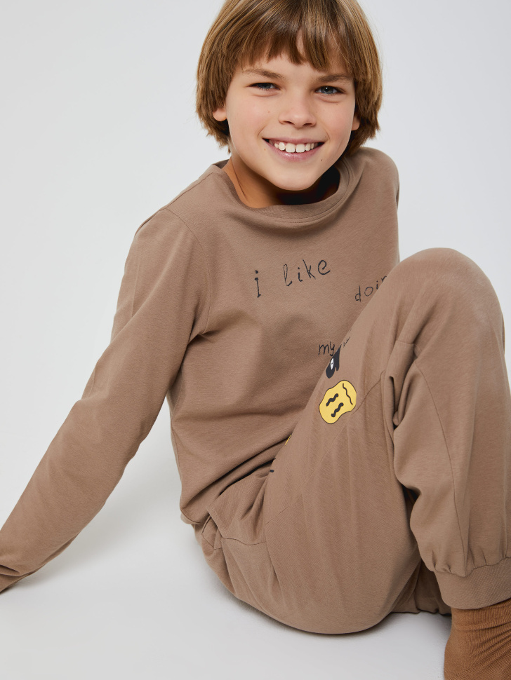 комплект пижамный для мальчиков (коричневый, 134-140 (10-11 YEARS))