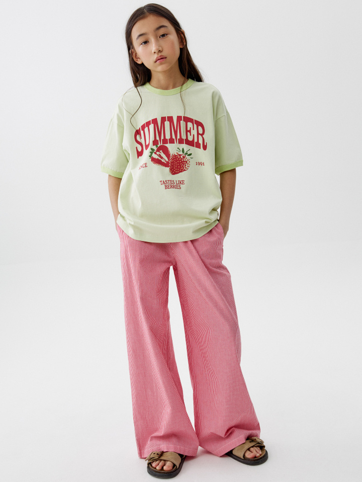 широкие брюки в полоску для девочек 4640611022297 фотография