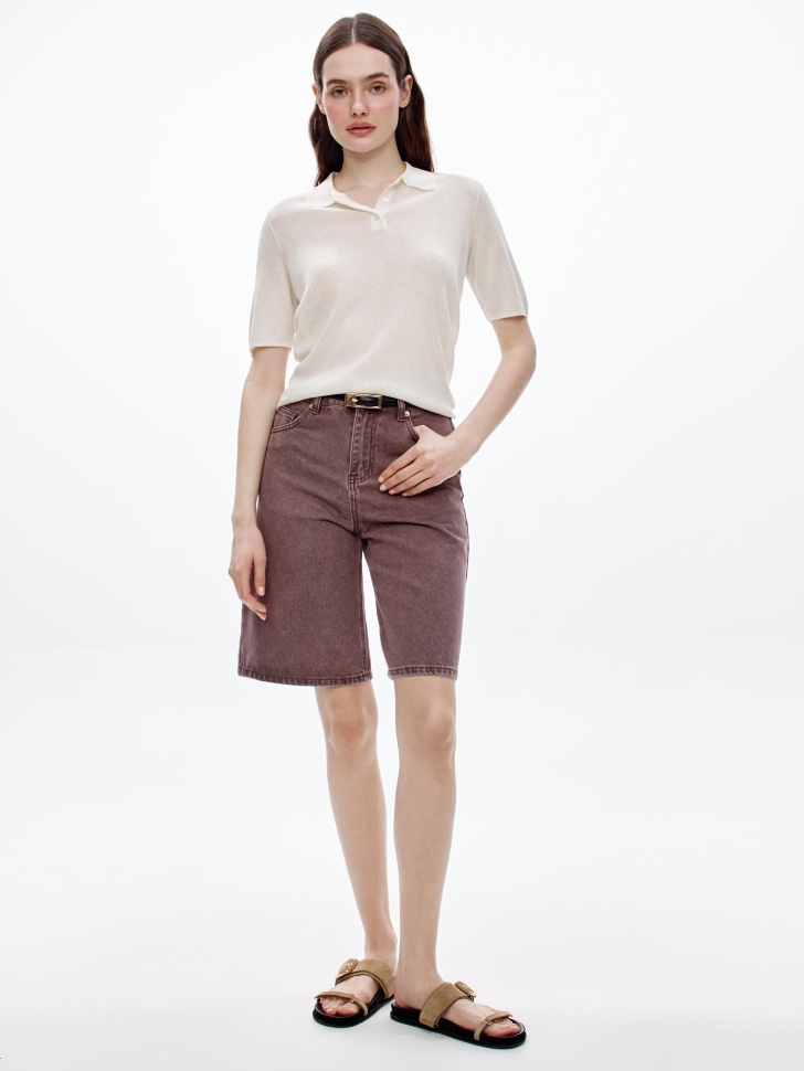 Свободные джинсовые шорты бермуды с высокой посадкой 2999₽