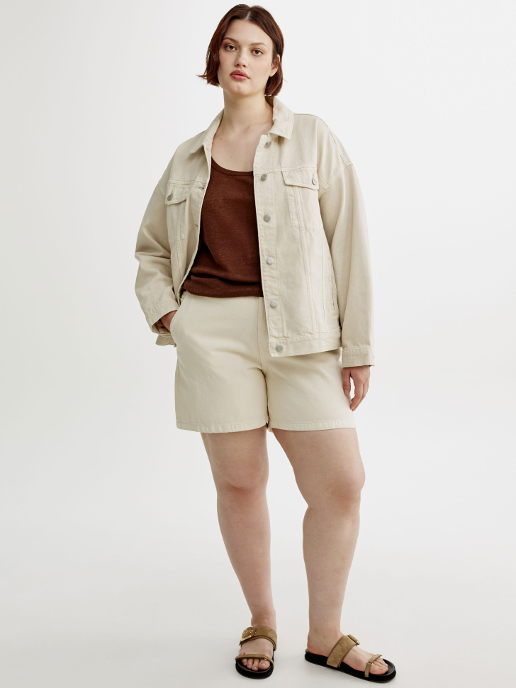 джинсовые шорты багги на резинке от бренда sela вид слева