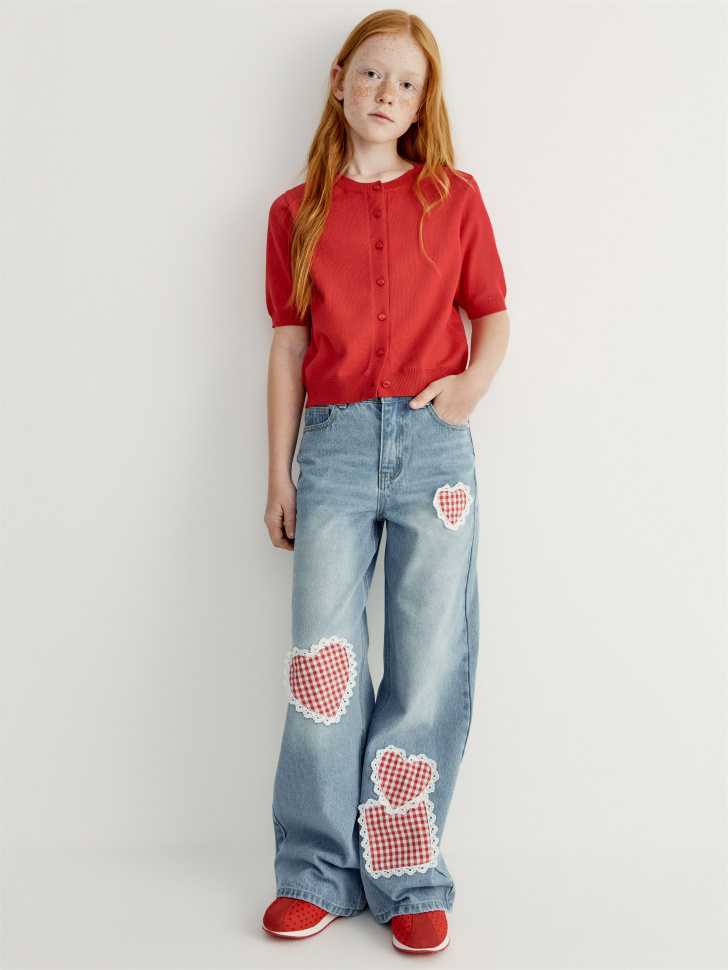 кардиган с коротким рукавом для девочек от бренда sela вид слева