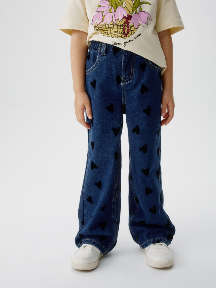 утепленные джинсы wide leg для девочек 4680798693385 по акции