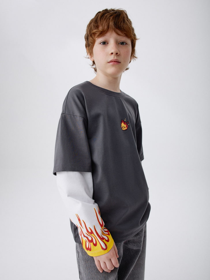 лонгслив оверсайз с принтом для мальчиков 4680798780436 фотография