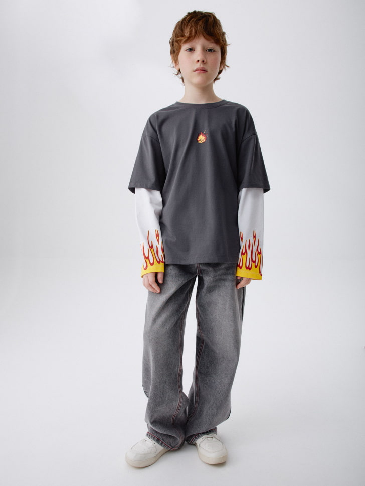 лонгслив оверсайз с принтом для мальчиков 4680798780436 по акции