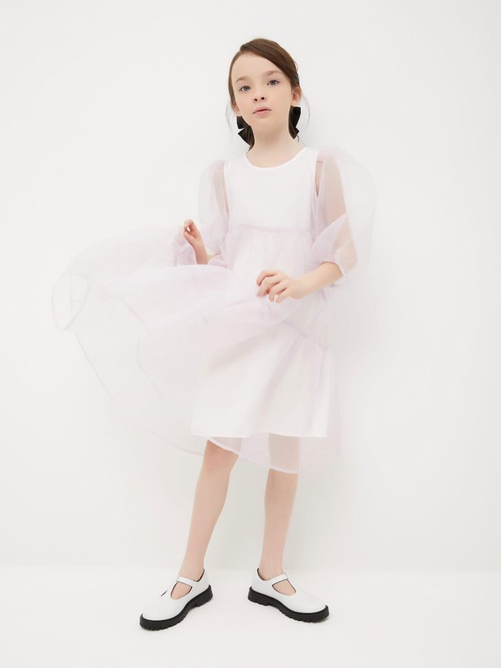 

Ярусное платье из органзы для девочек, Сиреневый