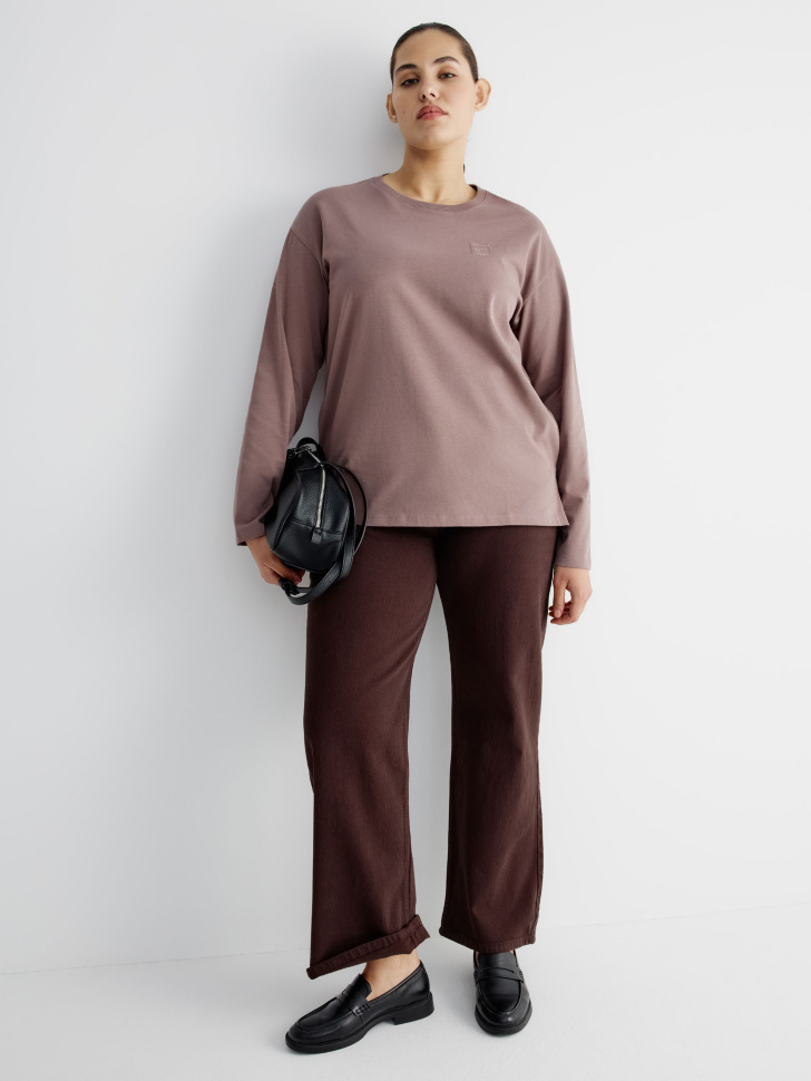 лонгслив anna oversize fit с вышивкой от бренда sela вид слева