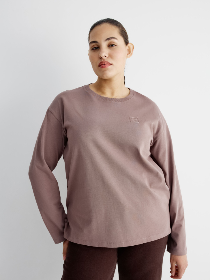 лонгслив anna oversize fit с вышивкой из хлопка спереди