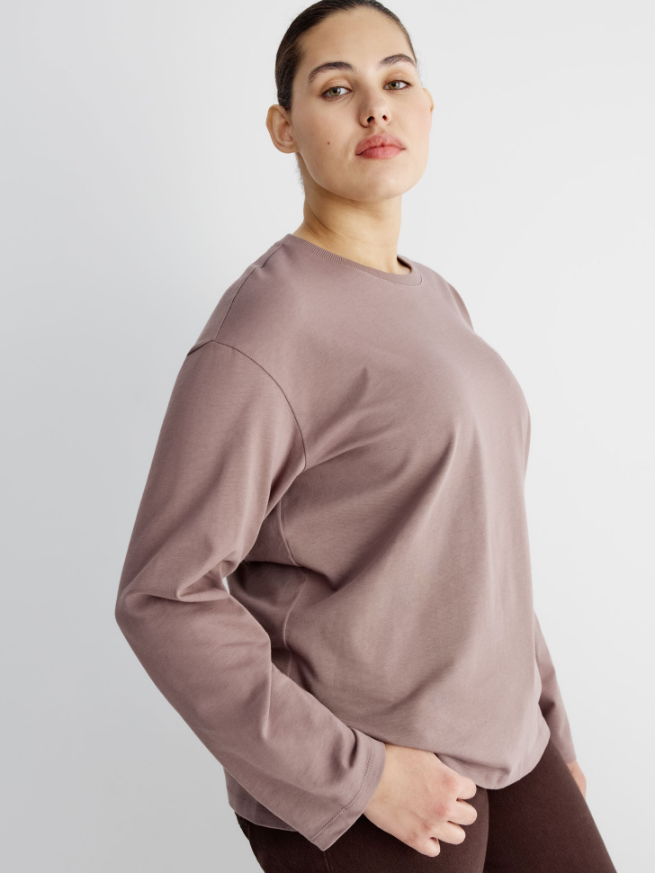 лонгслив anna oversize fit с вышивкой для взрослого возраста с изнаночной стороны