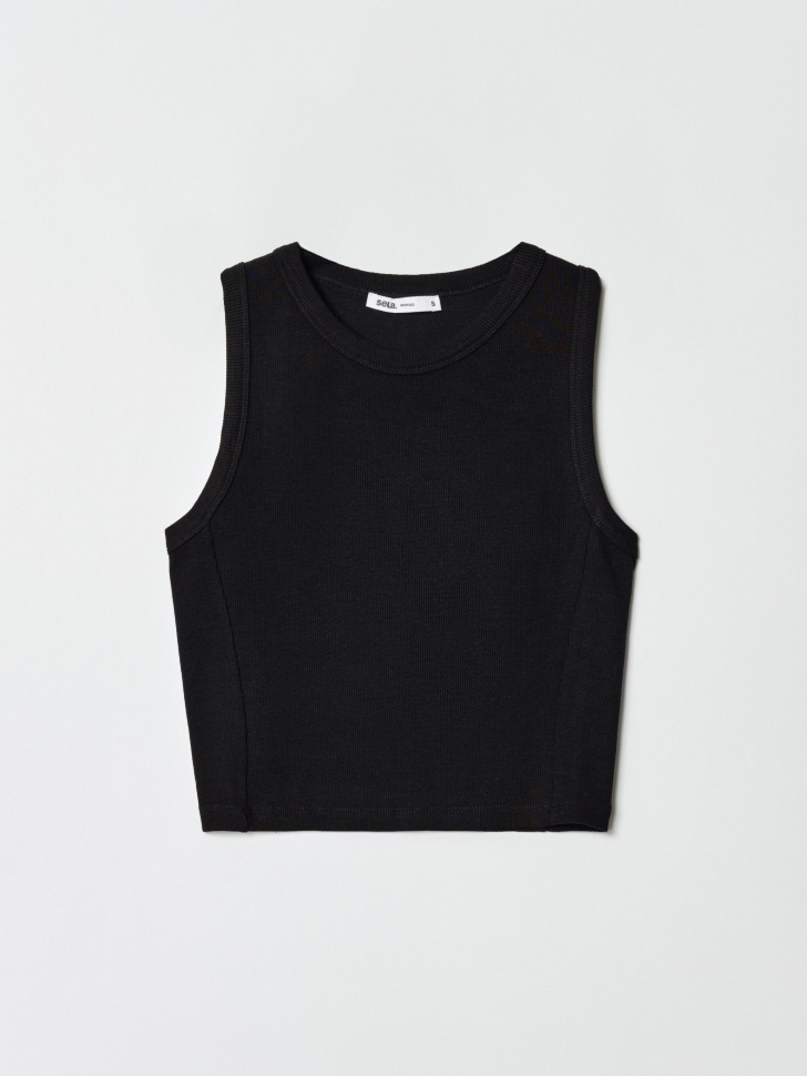 Укороченный Топ Sela в рубчик, черный, арт. 35038