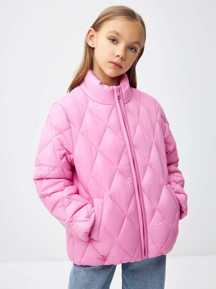 Стеганая куртка для девочек (розовый, 146) sela 4680168280801 - фото 1