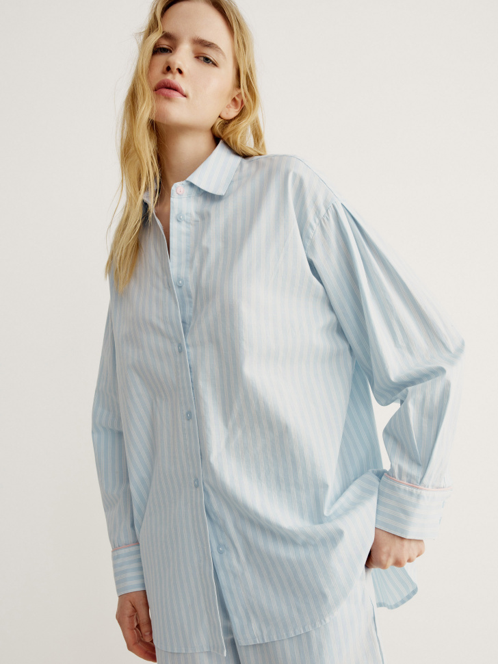 Домашняя рубашка Sela в полоску, голубой, арт. 43037