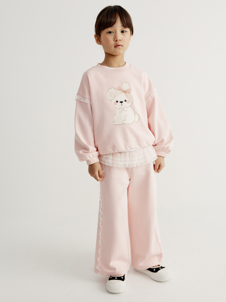 

Широкие брюки с кружевной баской для девочек, SL6803041504