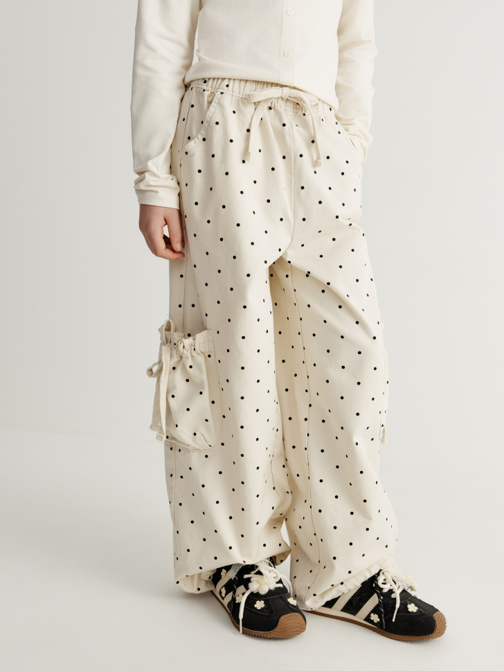 Брюки карго Sela в горошек для девочек, бежевый, арт. 41443