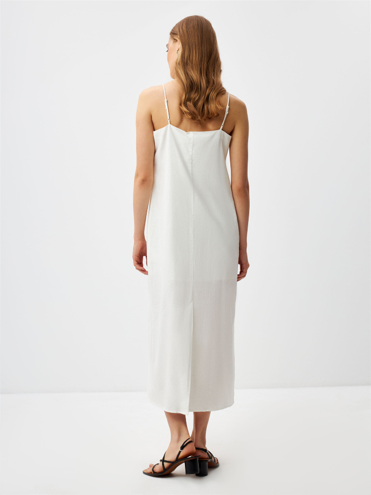 Платье миди из смесового льна (белый, XS) sela 4680168520907 - фото 4