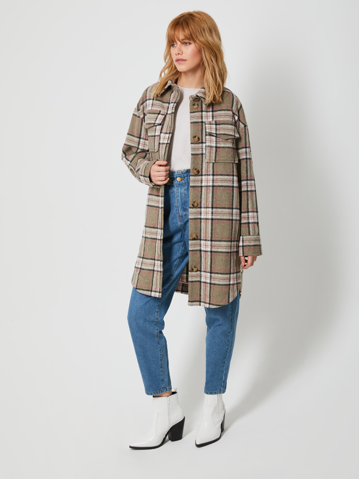 

Джинсы мом с присборенной талией, Синий