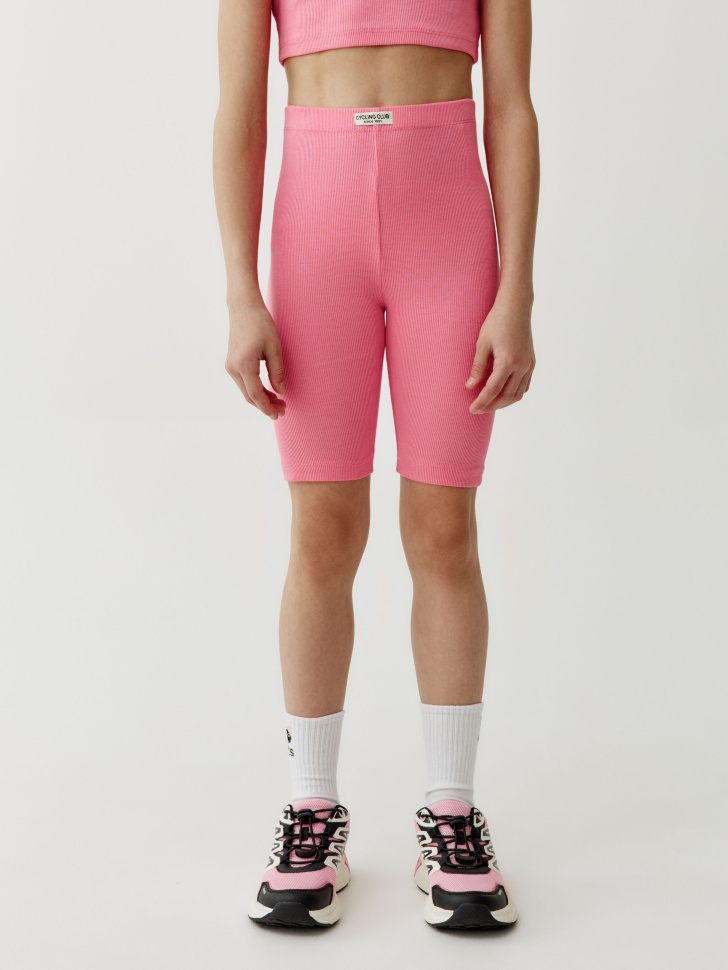 базовые велосипедки с патчем на поясе для девочек от бренда sela вид слева