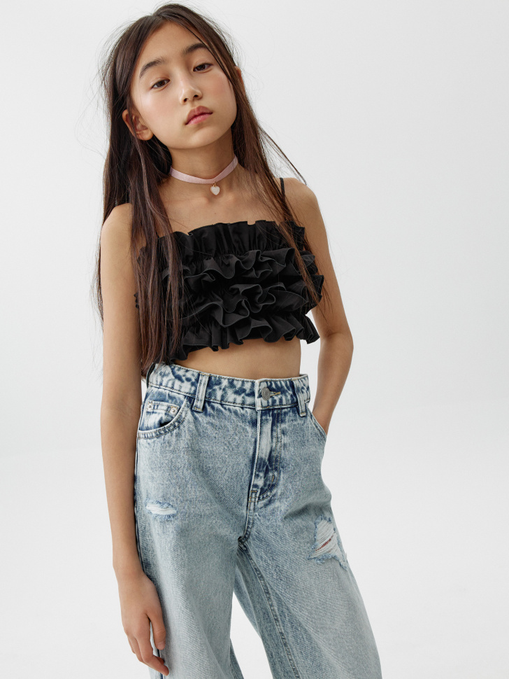 Укороченный топ с оборками для девочек 1499₽