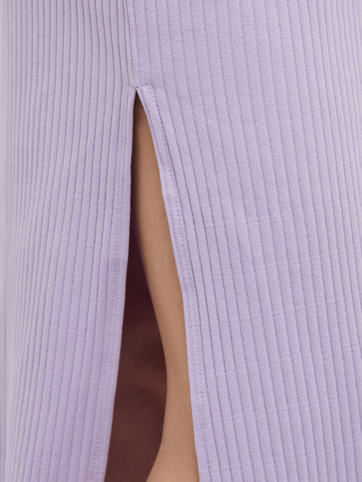 Трикотажное платье в рубчик (фиолетовый, L) sela 4680129853181 - фото 5