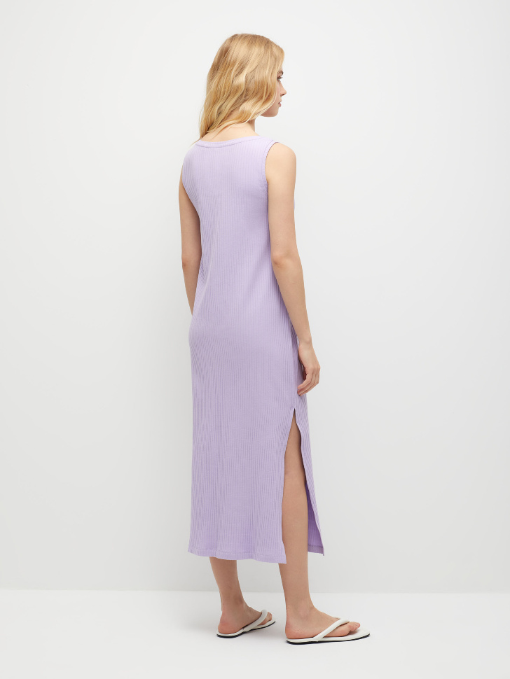 Трикотажное платье в рубчик (фиолетовый, L) sela 4680129853181 - фото 6
