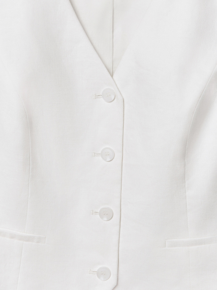 классический жилет из льна премиум качества из льна спереди