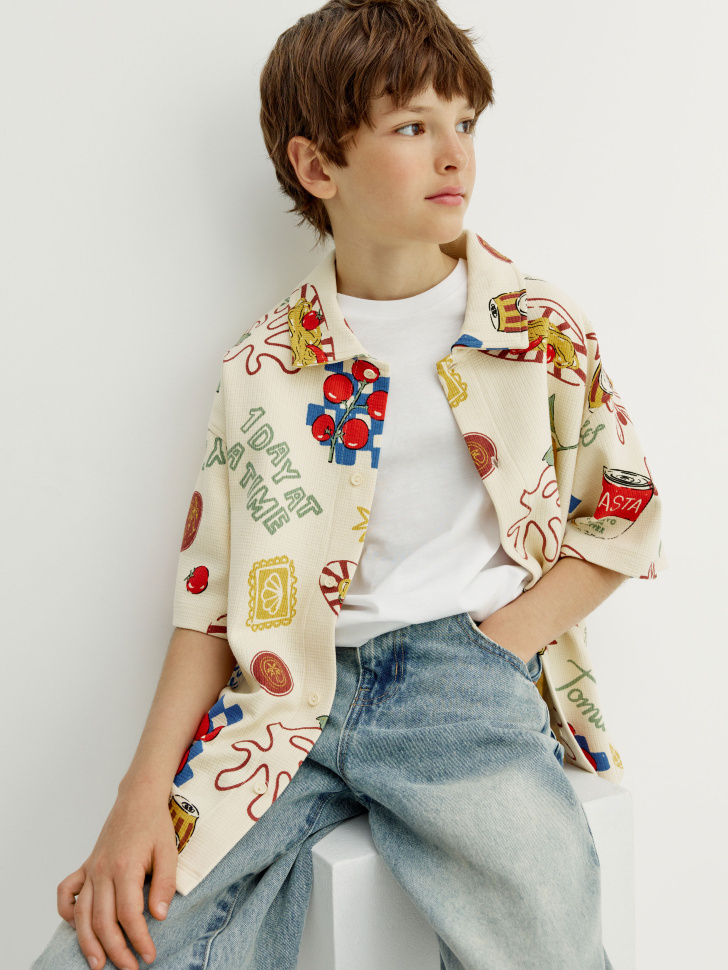 

Рубашка оверсайз с коротким рукавом для мальчиков, SL6805070504