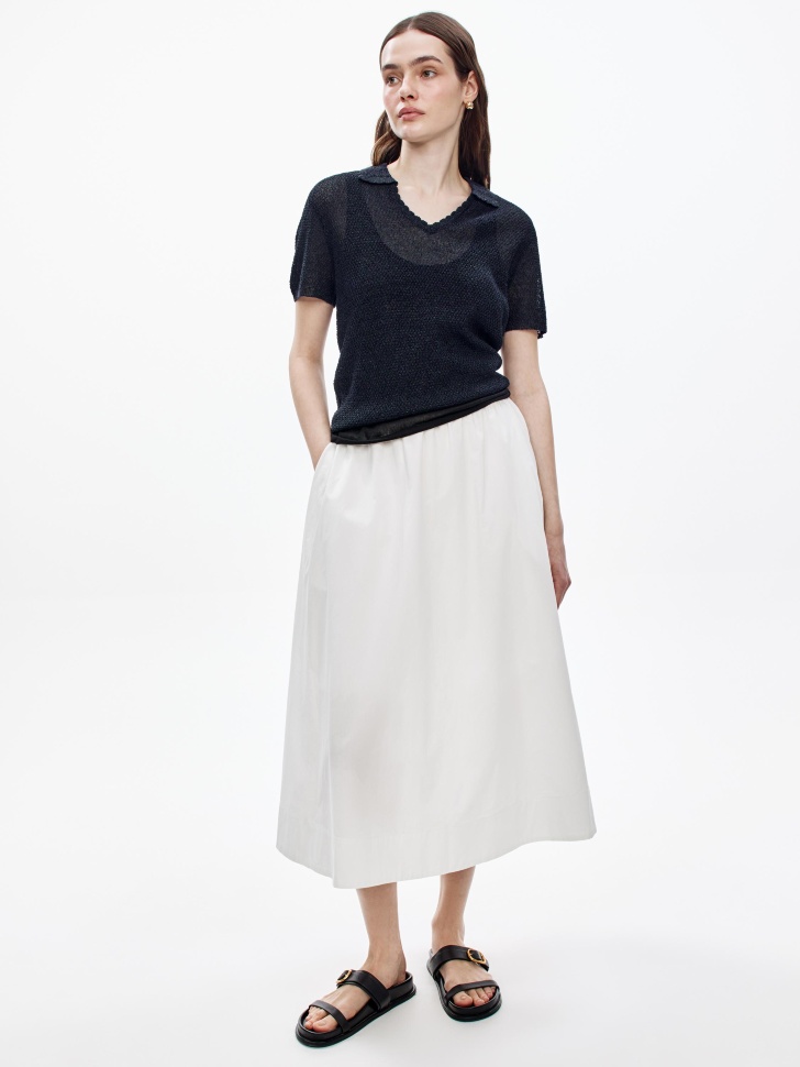 Широкая юбка миди Sela, белый, арт. 52344