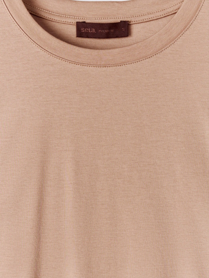 футболка оверсайз из интерлока премиум качества от бренда sela вид слева