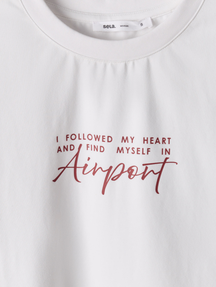 футболка с принтом прямого кроя от бренда sela вид слева