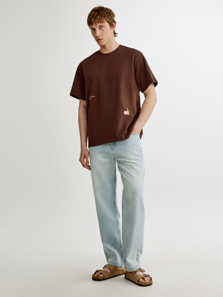 Мужская футболка Sela оверсайз с принтом, коричневый, арт. 55064