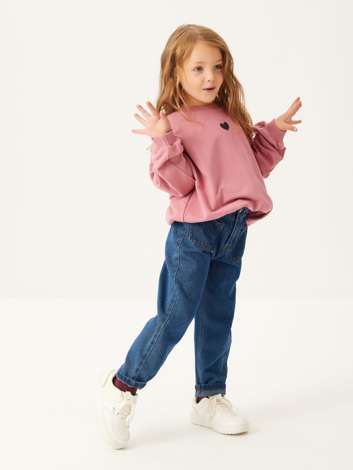 

Джинсы Mom fit для девочек, Синий