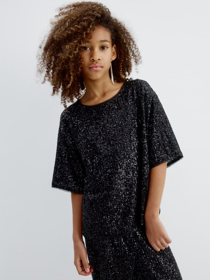 топ с пайетками для девочек 4610517026590 фотография