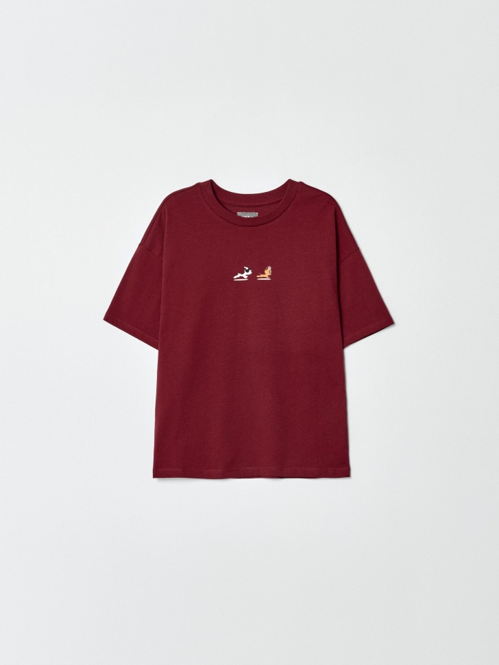 Футболка оверсайз для девочек SELA x Союзмультфильм, бордовый, арт. 35077